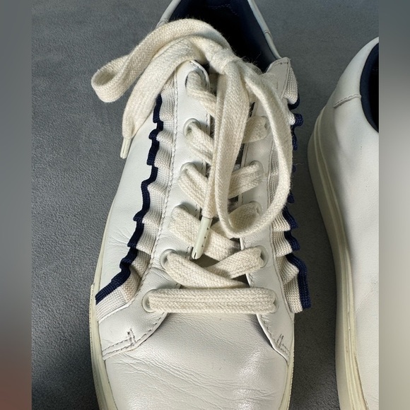 Tory Sport Ruffle White Leather Sneaker Low Top Lace Up Womens Size 9 - Picture 6 of 10